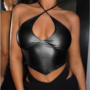 Shein Leather Halterneck Top